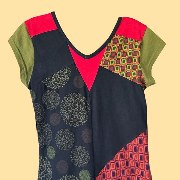Little Kathmandu Dress Cotton Nepal Colorful Hippie S / M EUC Short Sleeves - Picture 5 of 11